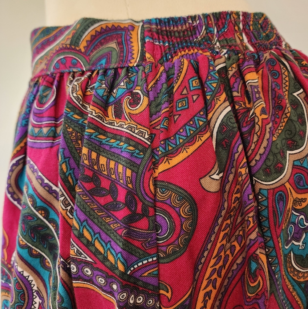 Vintage Sue Brett Collection Colorful Paisley Teachers Skirt - Picture 4 of 9